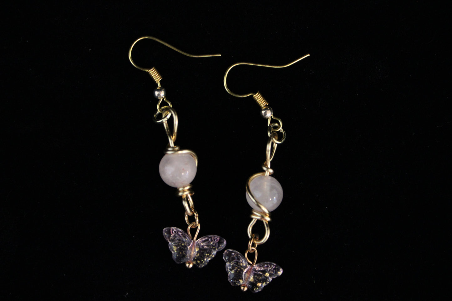 Gold & Pink Butterfly Earrings