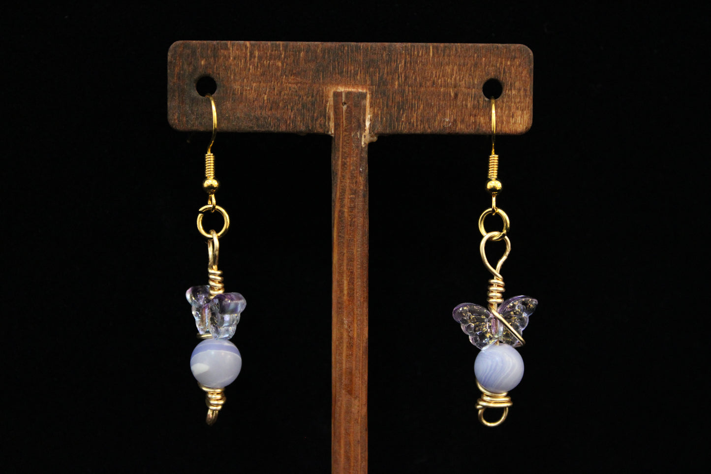 Gold and Purple Butterfly Earrings