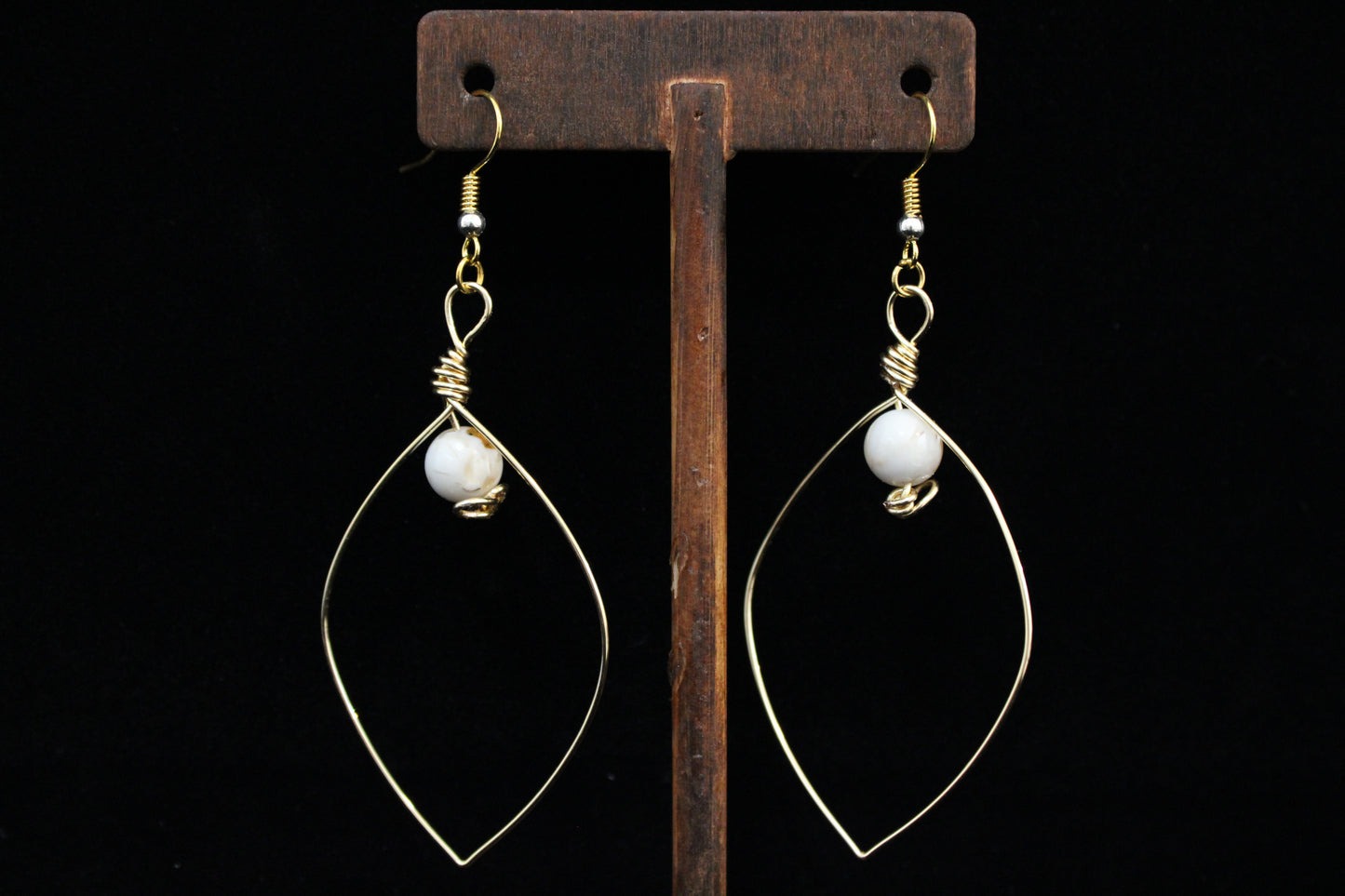 Gold and White Hoop Earrings