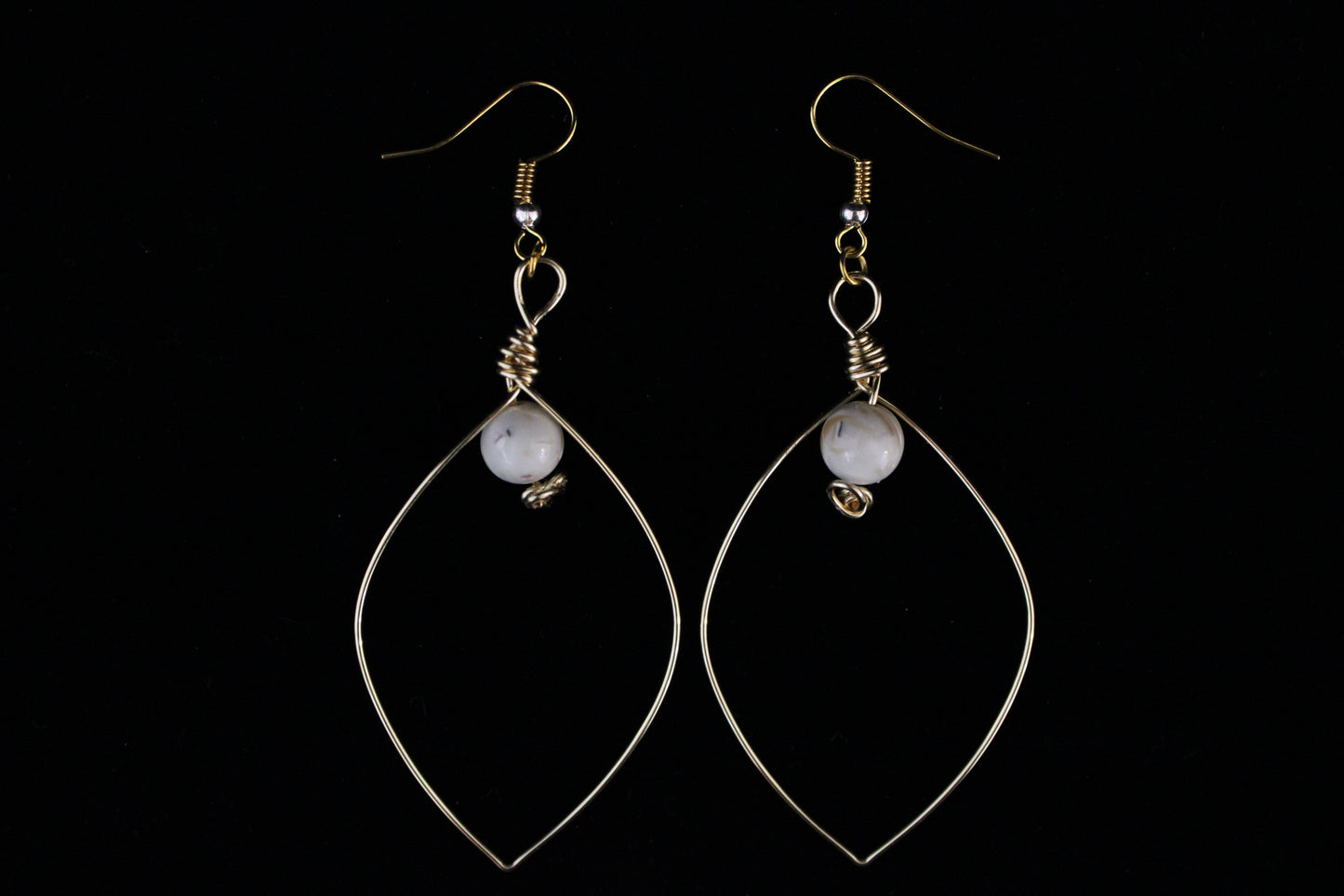Gold and White Hoop Earrings