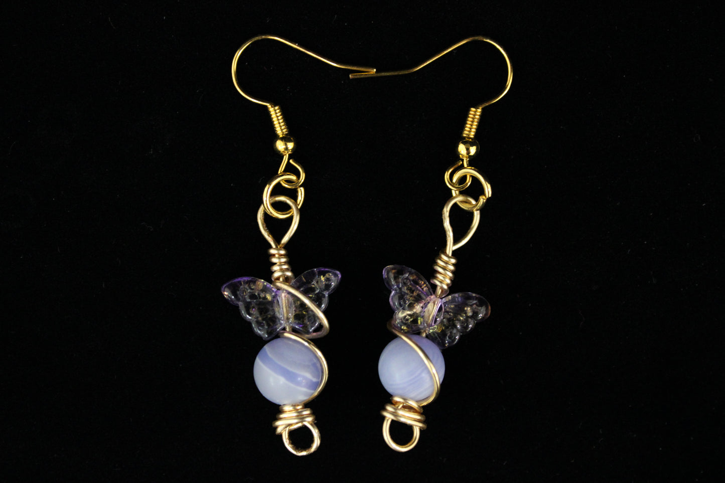 Gold and Purple Butterfly Earrings