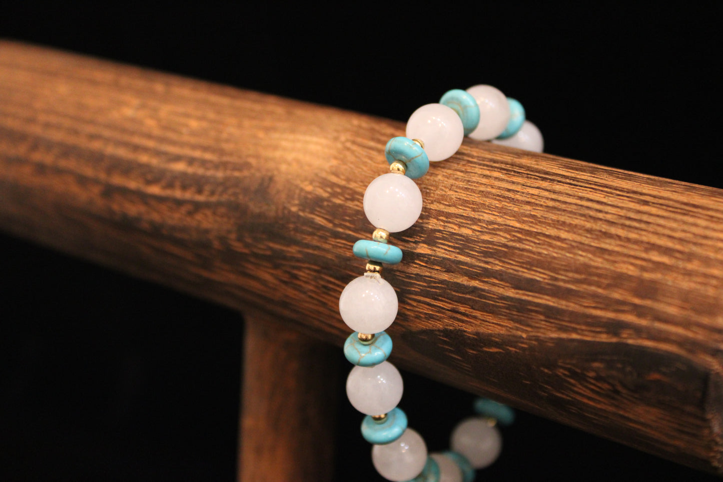 Turquoise and White Jade Bracelet