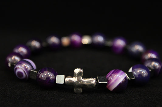 Purple Agate & Hematite Bracelet