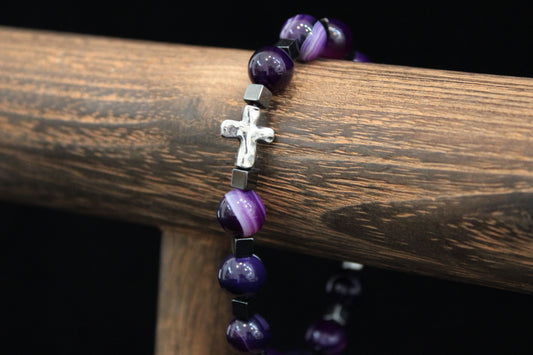 Purple Agate & Hematite Bracelet