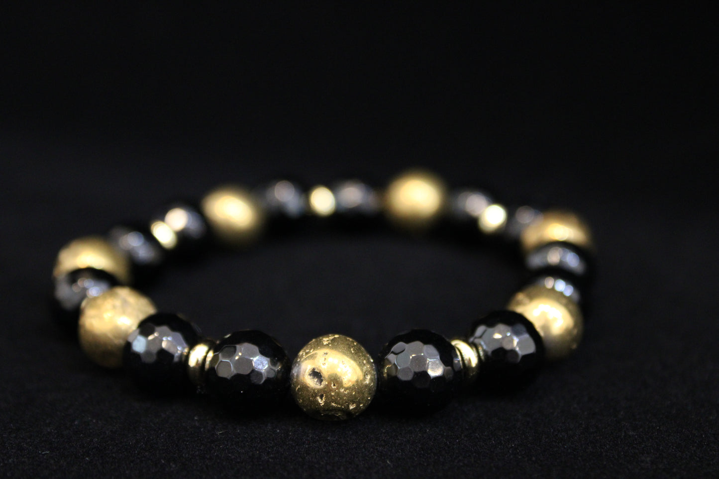 Black Onyx and Brass Bracelet
