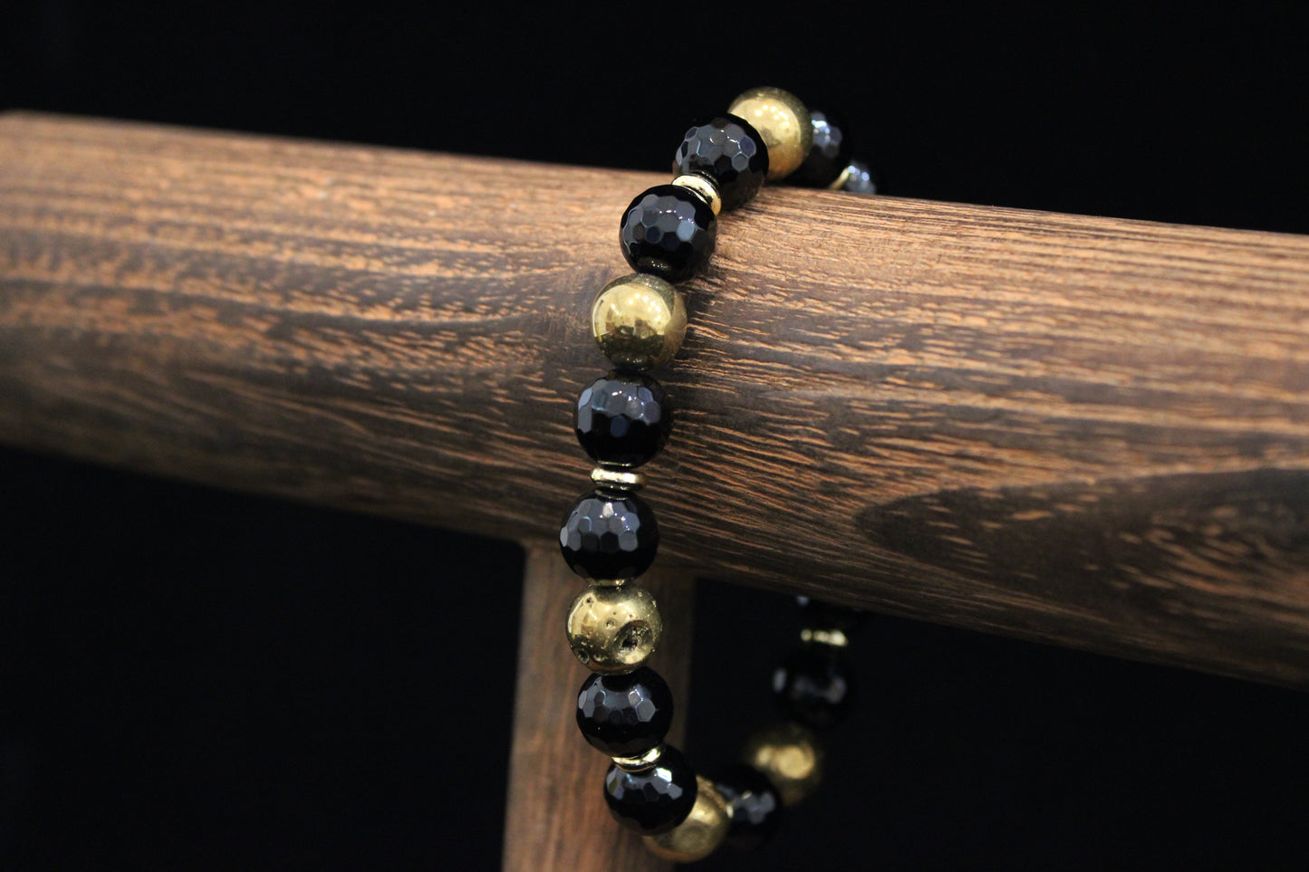 Black Onyx and Brass Bracelet
