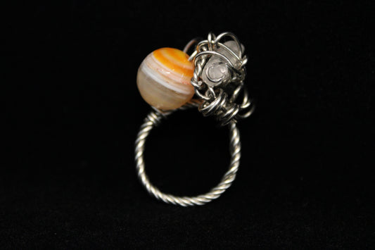Carnelian, Tourmaline and Quartz Ring
