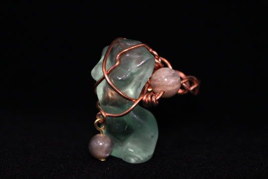 Fluorite and Moonstone Ring