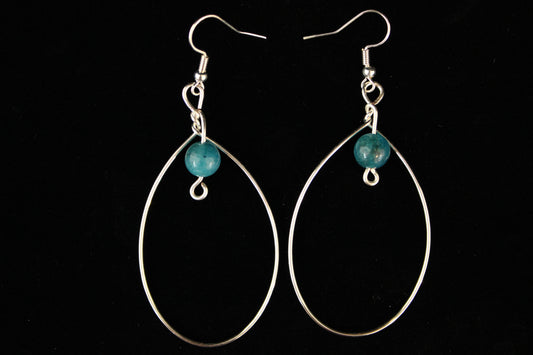 Blue Bead and Silver Earrings