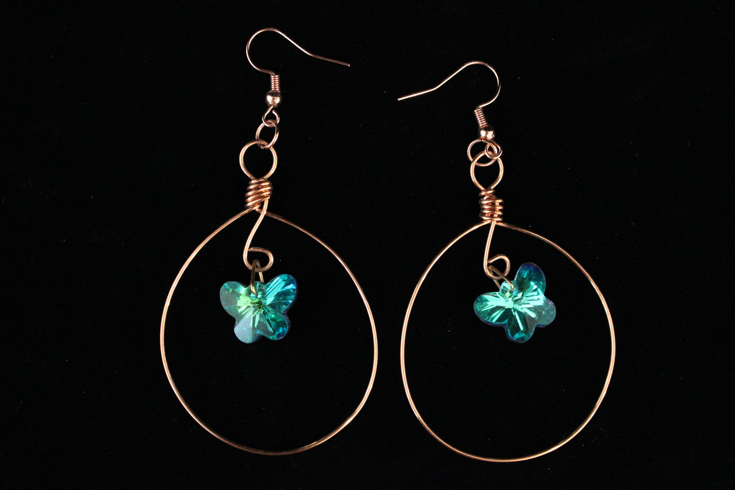Copper Earrings with Butterfly