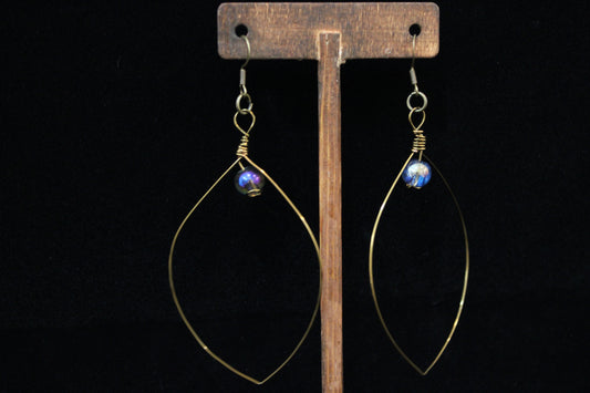 Brass Hoop Earrings with Bead