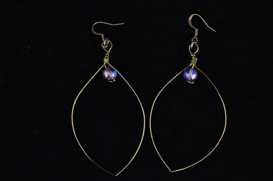 Brass Hoop Earrings with Bead