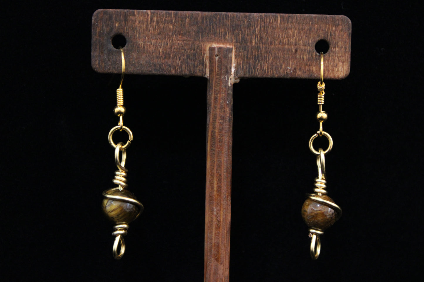 Gold and Tigers Eye Earrings