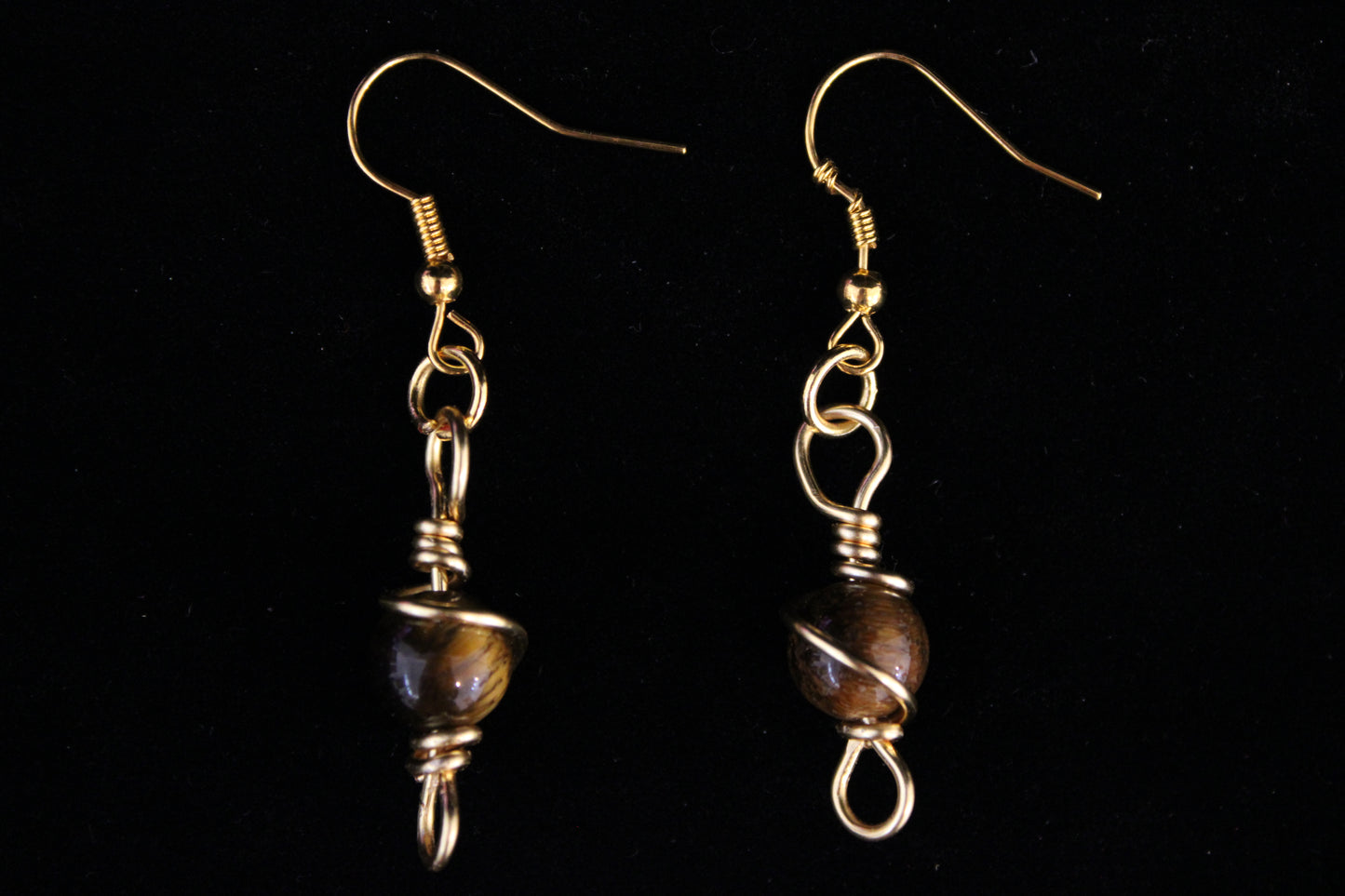 Gold and Tigers Eye Earrings