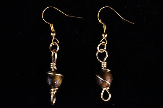 Gold and Tigers Eye Earrings