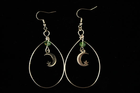 Silver Moon Hoop Earrings