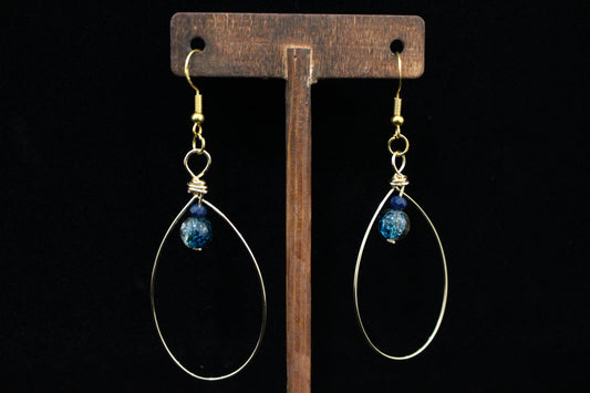 Blue and Gold Hoop Earrings