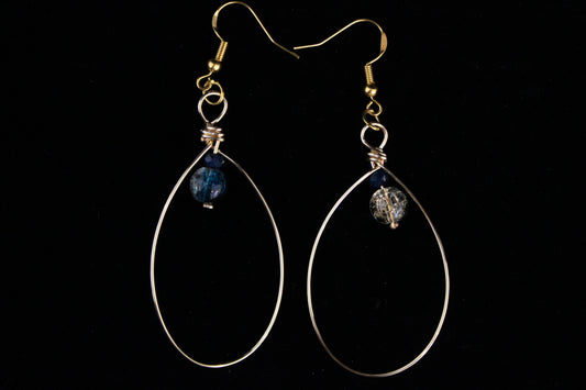 Blue and Gold Hoop Earrings