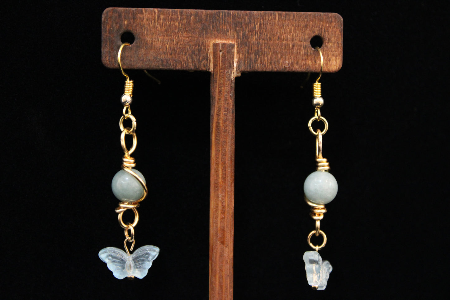 Gold and Blue Butterfly Earrings