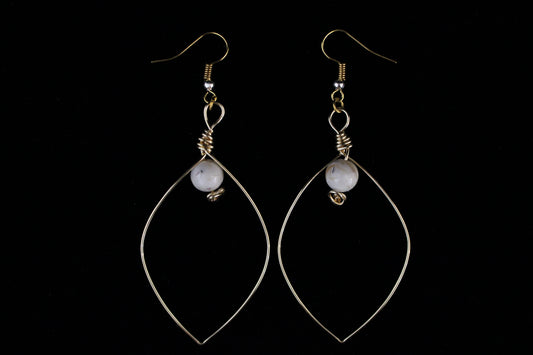 Gold and White Hoop Earrings