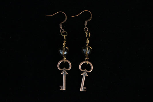 Brass Key Earrings