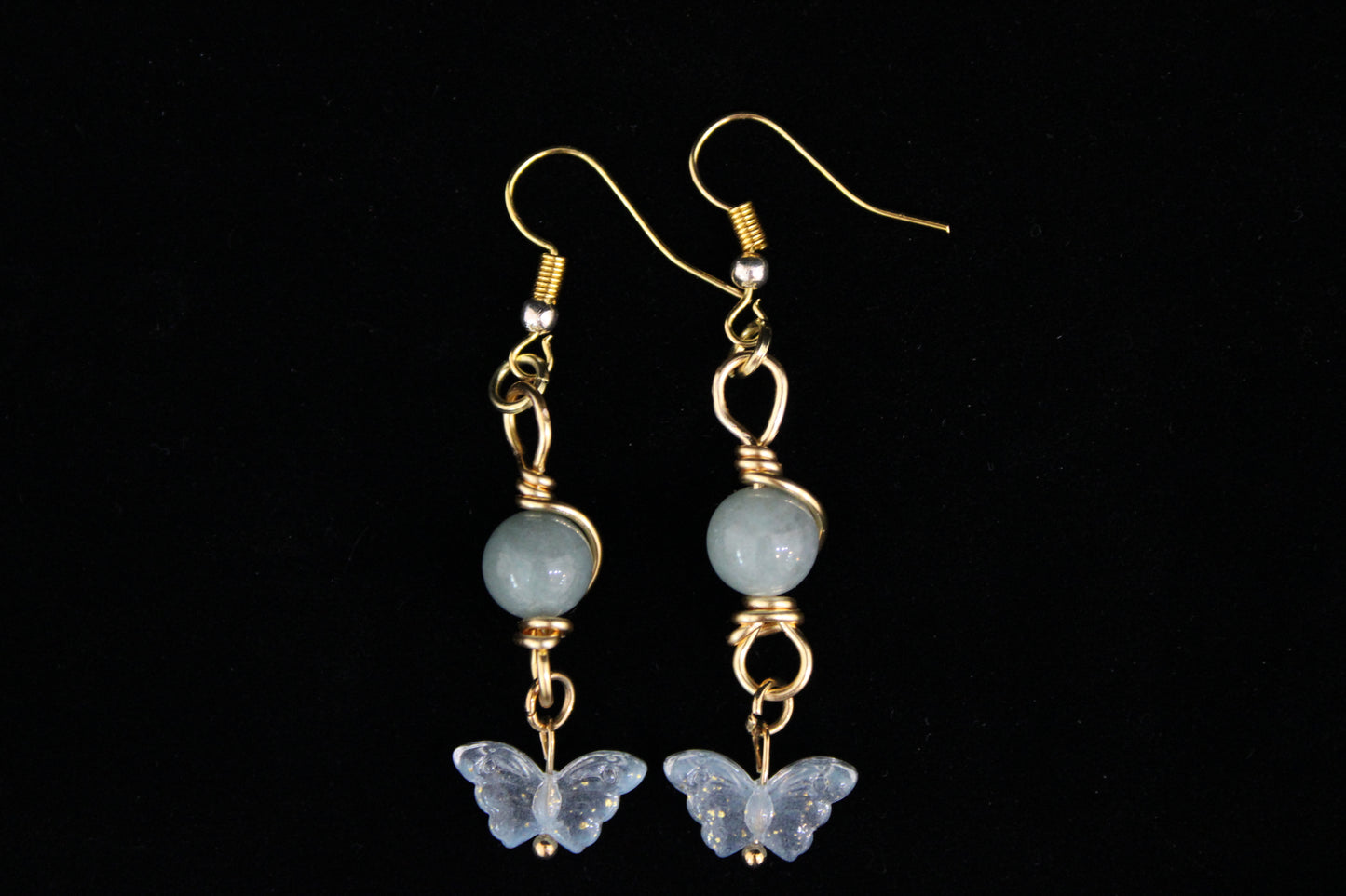 Gold and Blue Butterfly Earrings