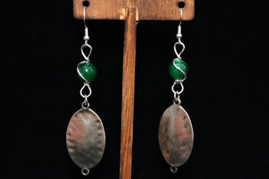 Green and Silver Earrings