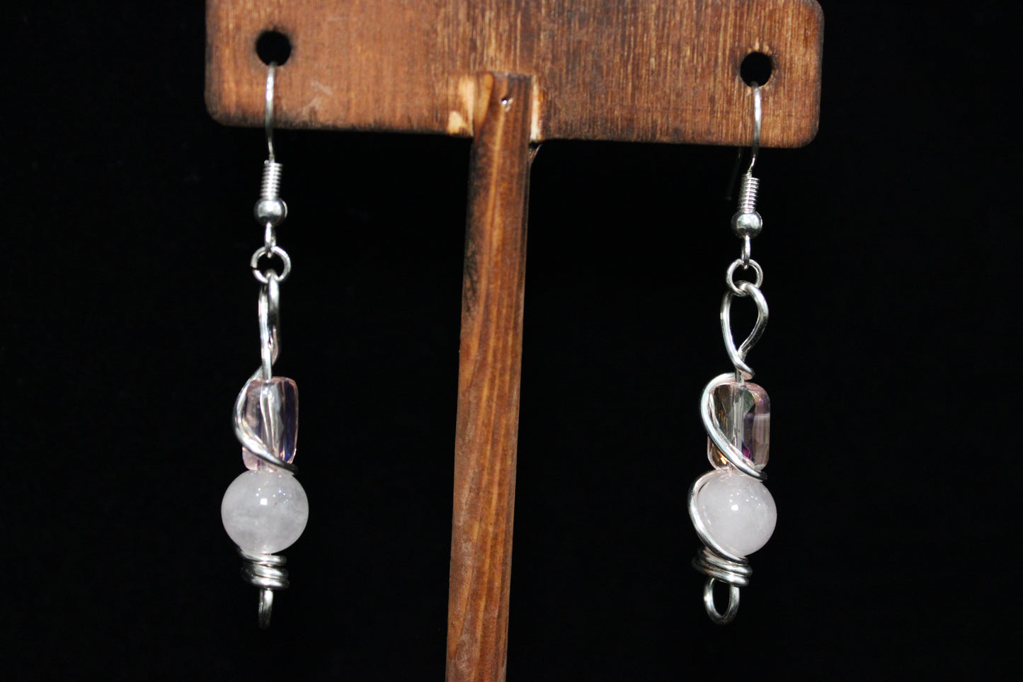 Pink and Silver Earrings