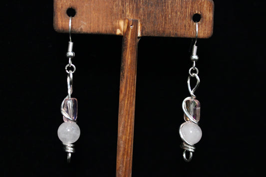 Pink and Silver Earrings