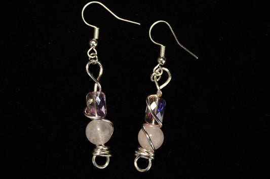 Pink and Silver Earrings