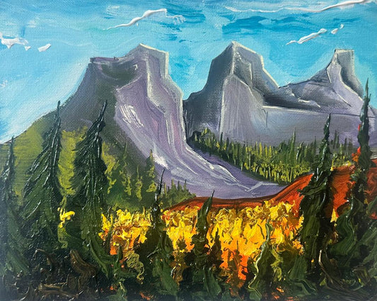 Rocky Cliffs and Golden Field